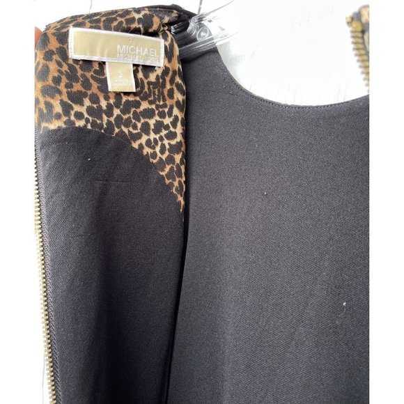 Michael Kors Womens Size 2 Gold Zip Back Sleeveless Cheetah & Black Sheath Dress - Picture 9 of 12